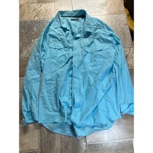 Alfani Big and Tall Aqua Blue Long‎ Sleeve Button Up Shirt Men's 2XB